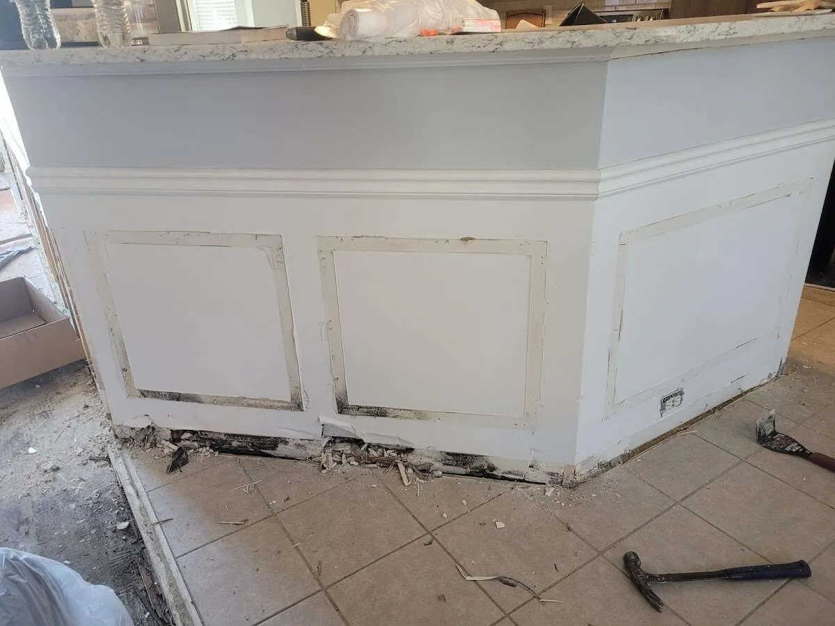 Water damage and mold on kitchen during Storm Damage Restoration in Buena Vista